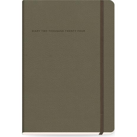 Ημερολόγιο ημερήσιο The Writing Fields Softline 2000 14x21cm 2024 με λάστιχο soft εξώφυλλο με υφή δέρματος Cappuccino